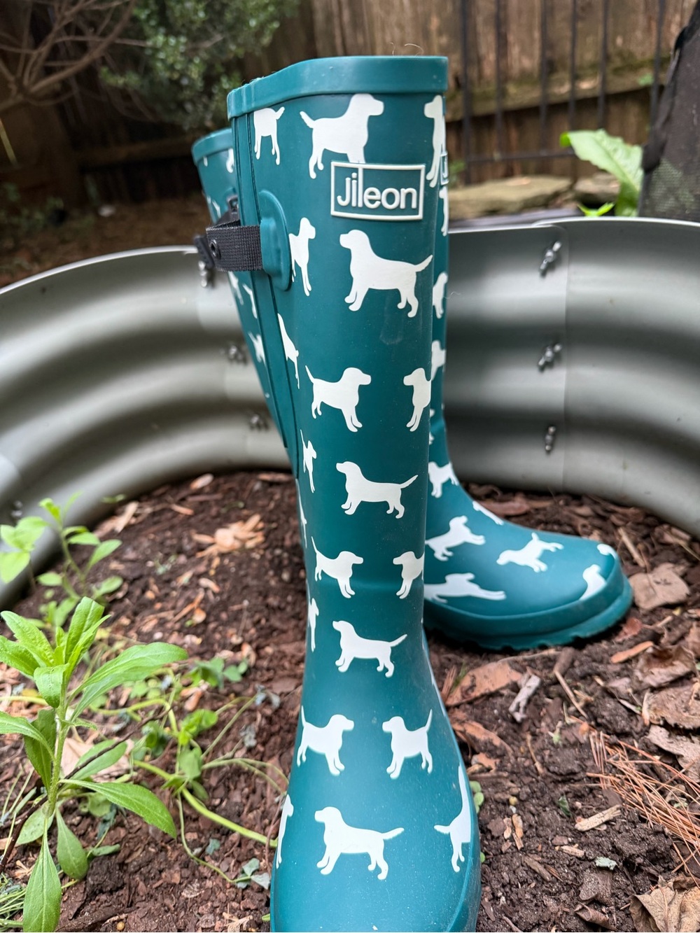 Women's Teal Dog Pattern Rain Boots – Waterproof (UK5/US7)  XW